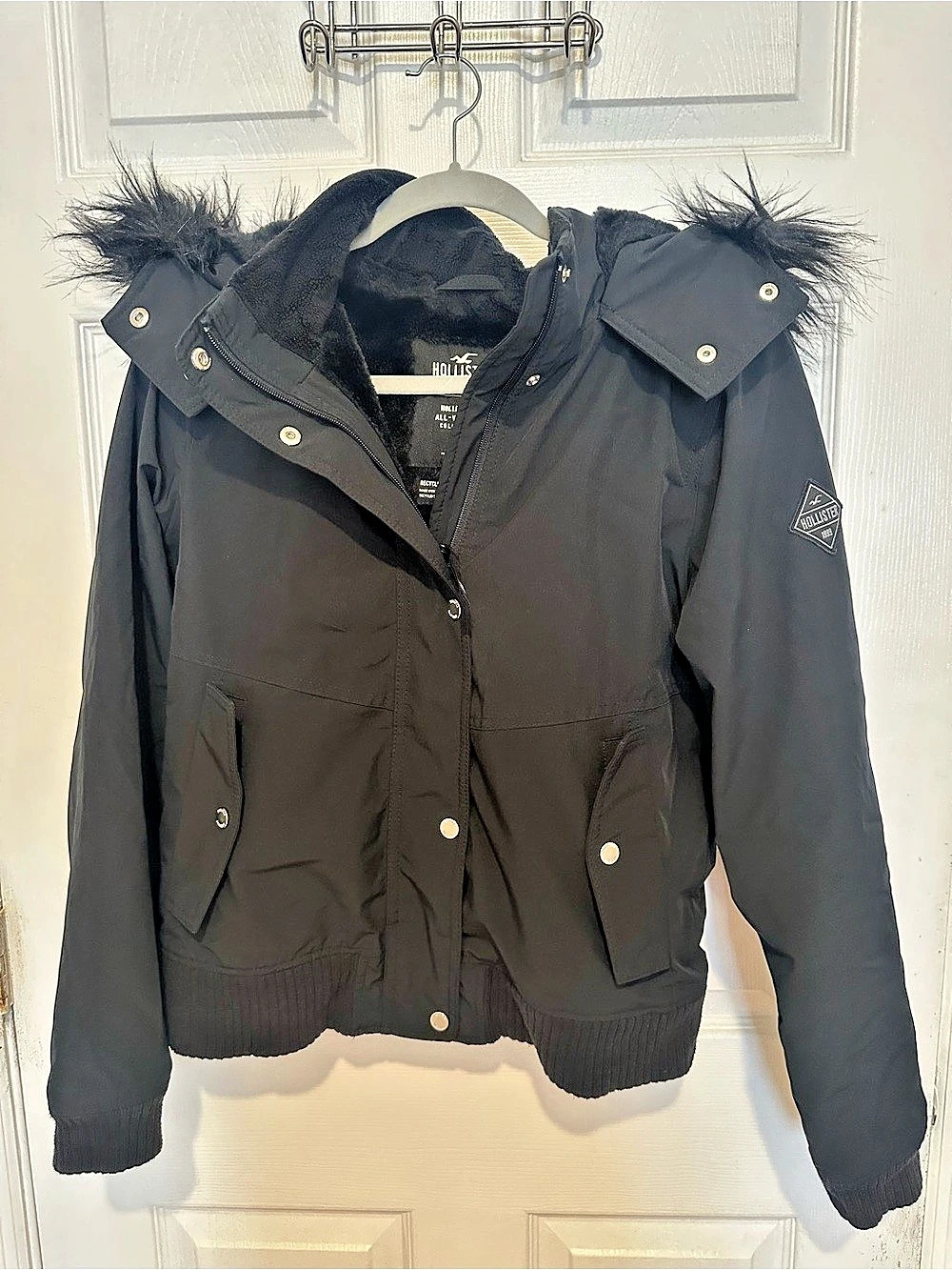 Hollister All-Weather Collection Faux Fur-Lined Bomber Jacket Faux Fur-Lined